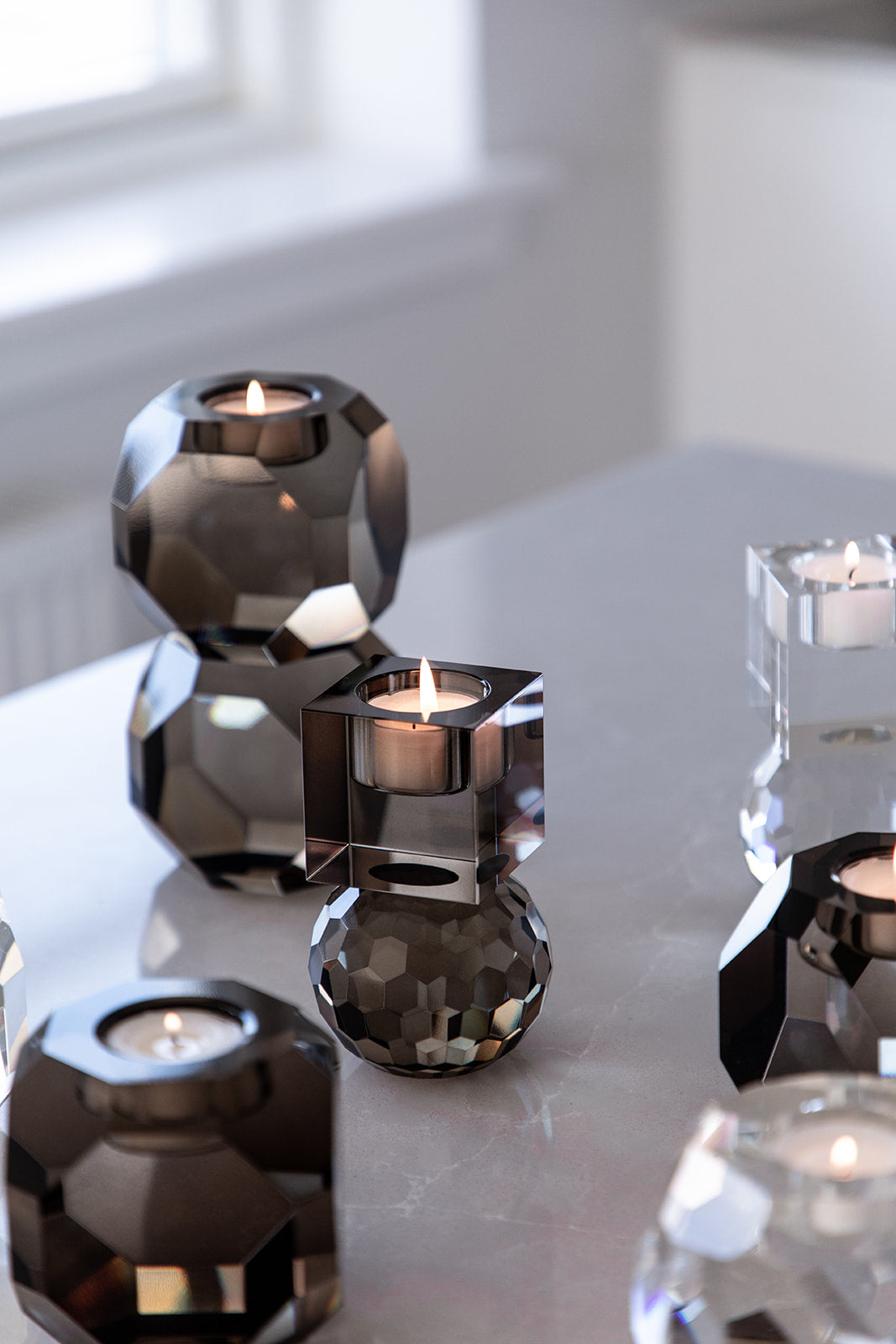 Specktrum Svanemærket Fyrfadslys - Pakke med 12 stk. - White Candle with Clear Cup