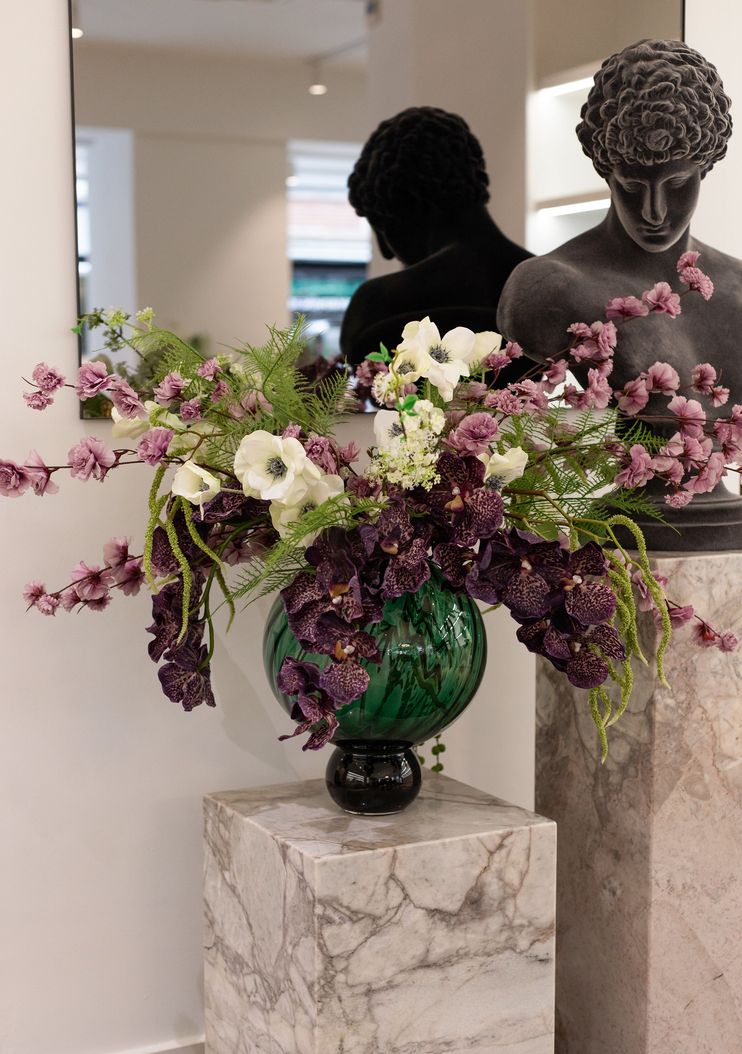 Kunstig Blomst - Bordeaux Orkidé (7 hoveder)