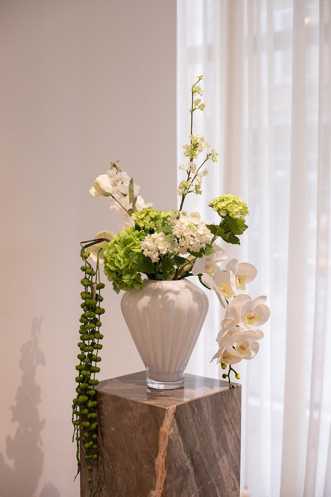 Kunstig Blomst - Lysegrøn Hortensia Gren
