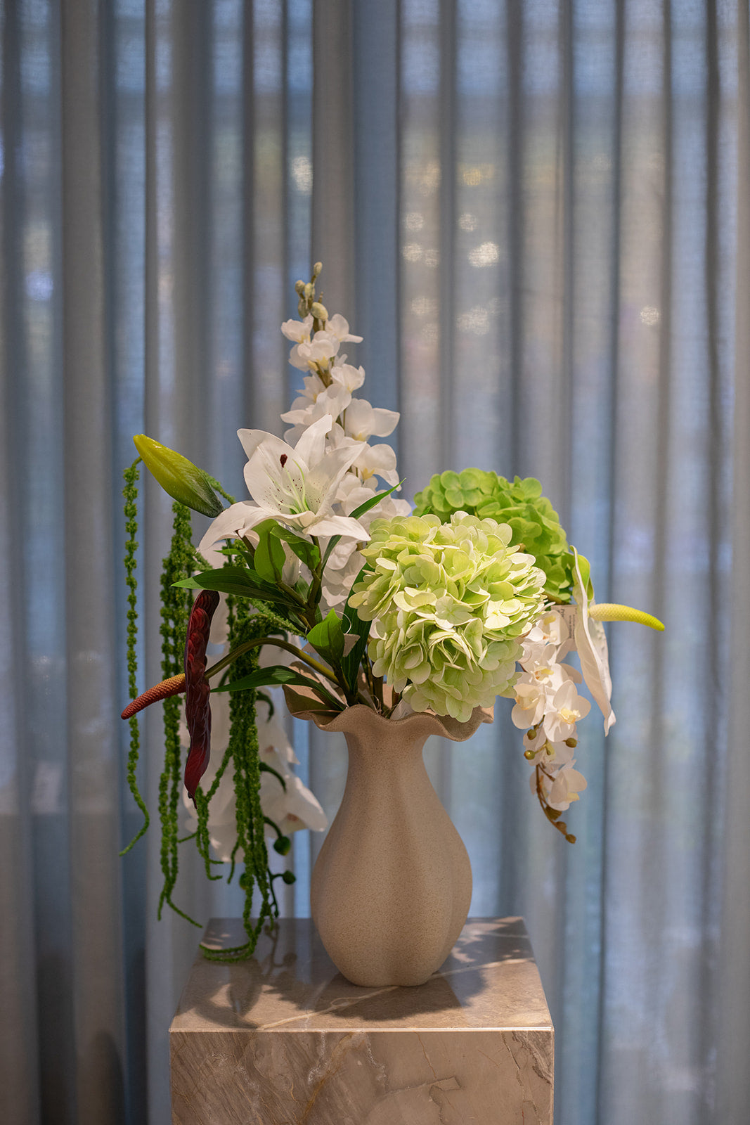 Kunstig Blomst - Lysegrøn Hortensia