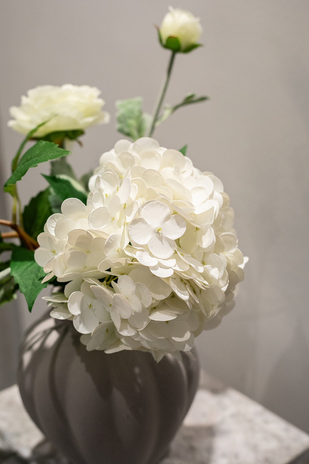 Kunstige hvid hortensia