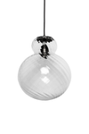 Lily Pendel lampe - Klar - Sort metal Swirl Stor