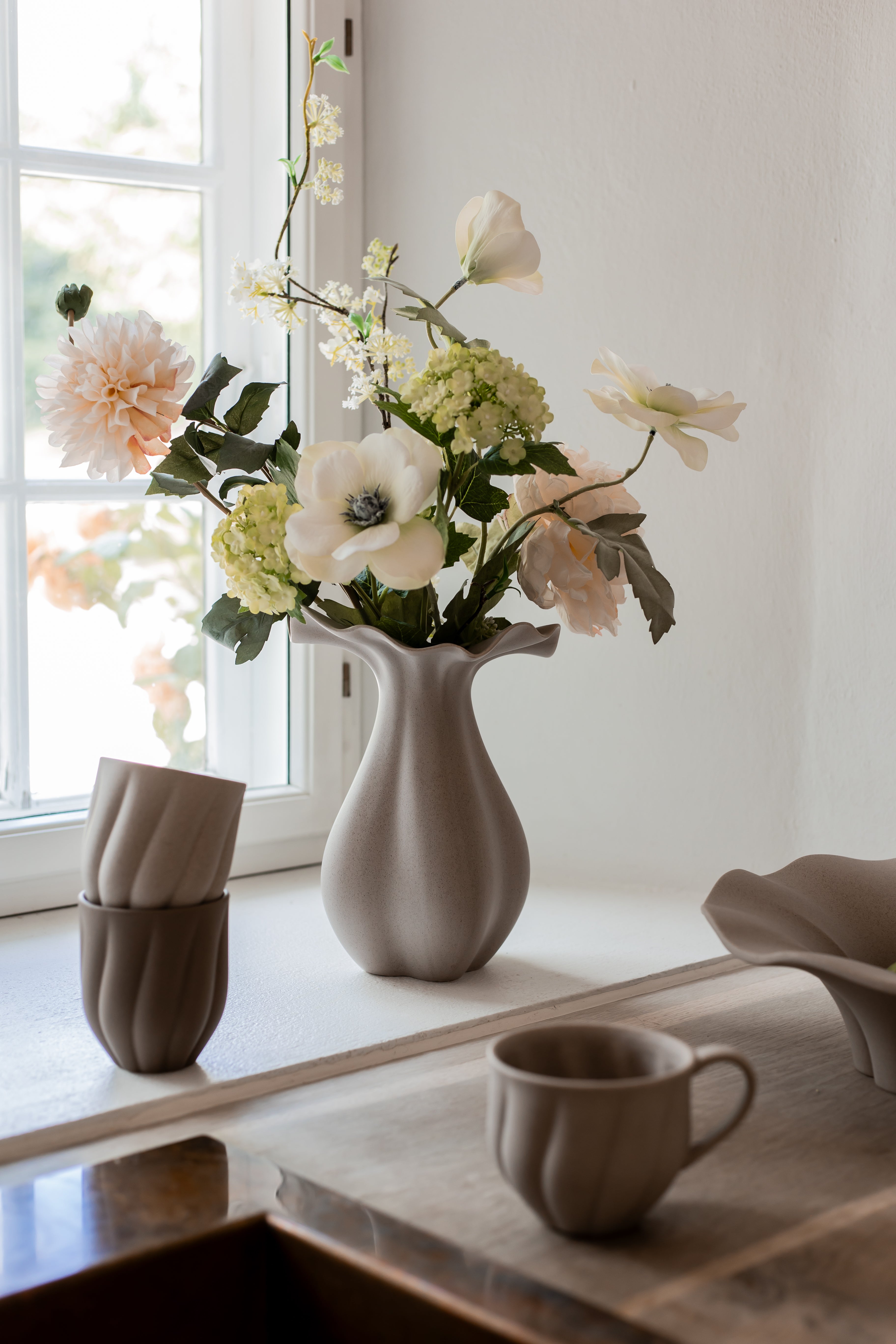 Kunstig Blomst - Creme Dahlia