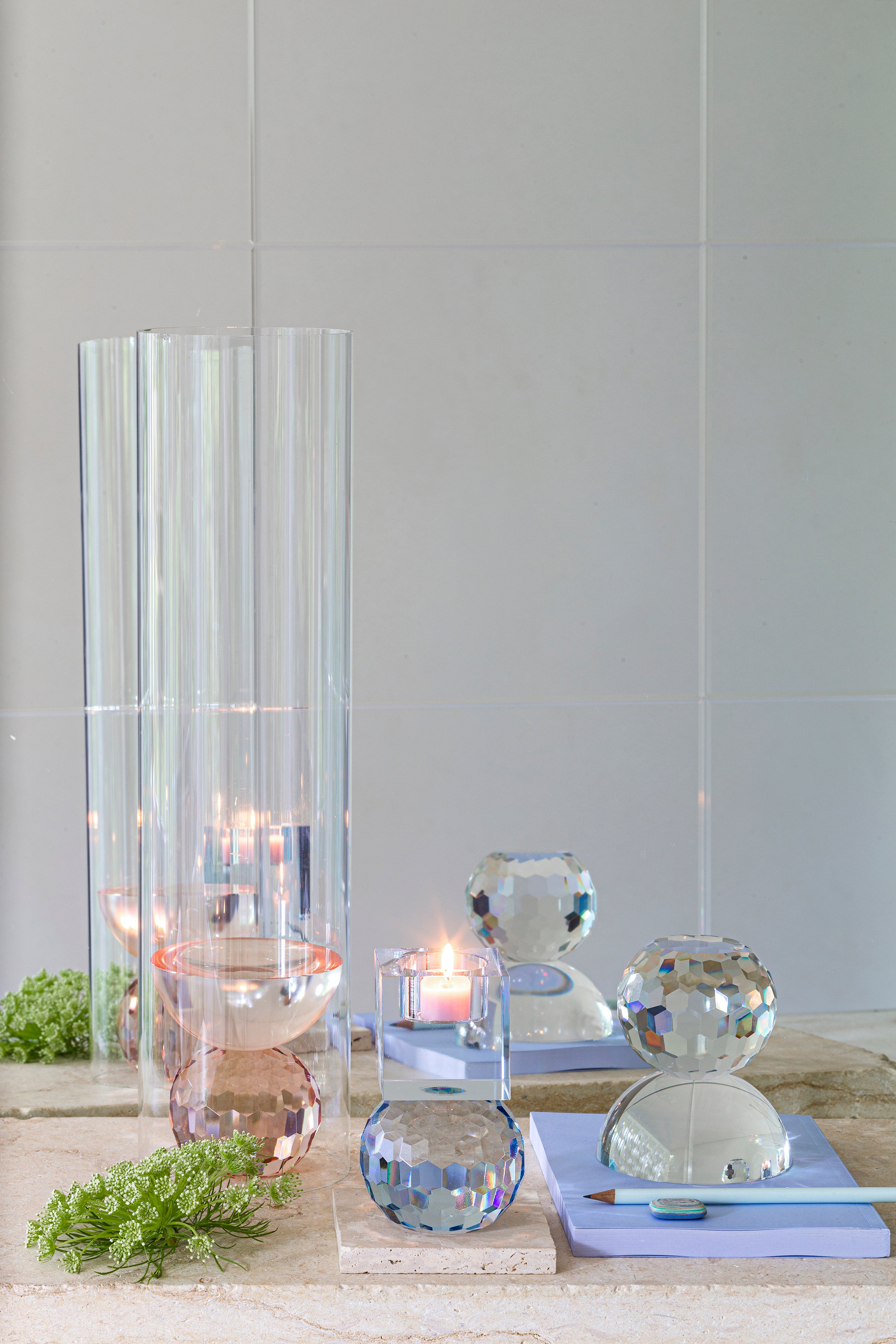 Shadow Square Candle Holder - Rose